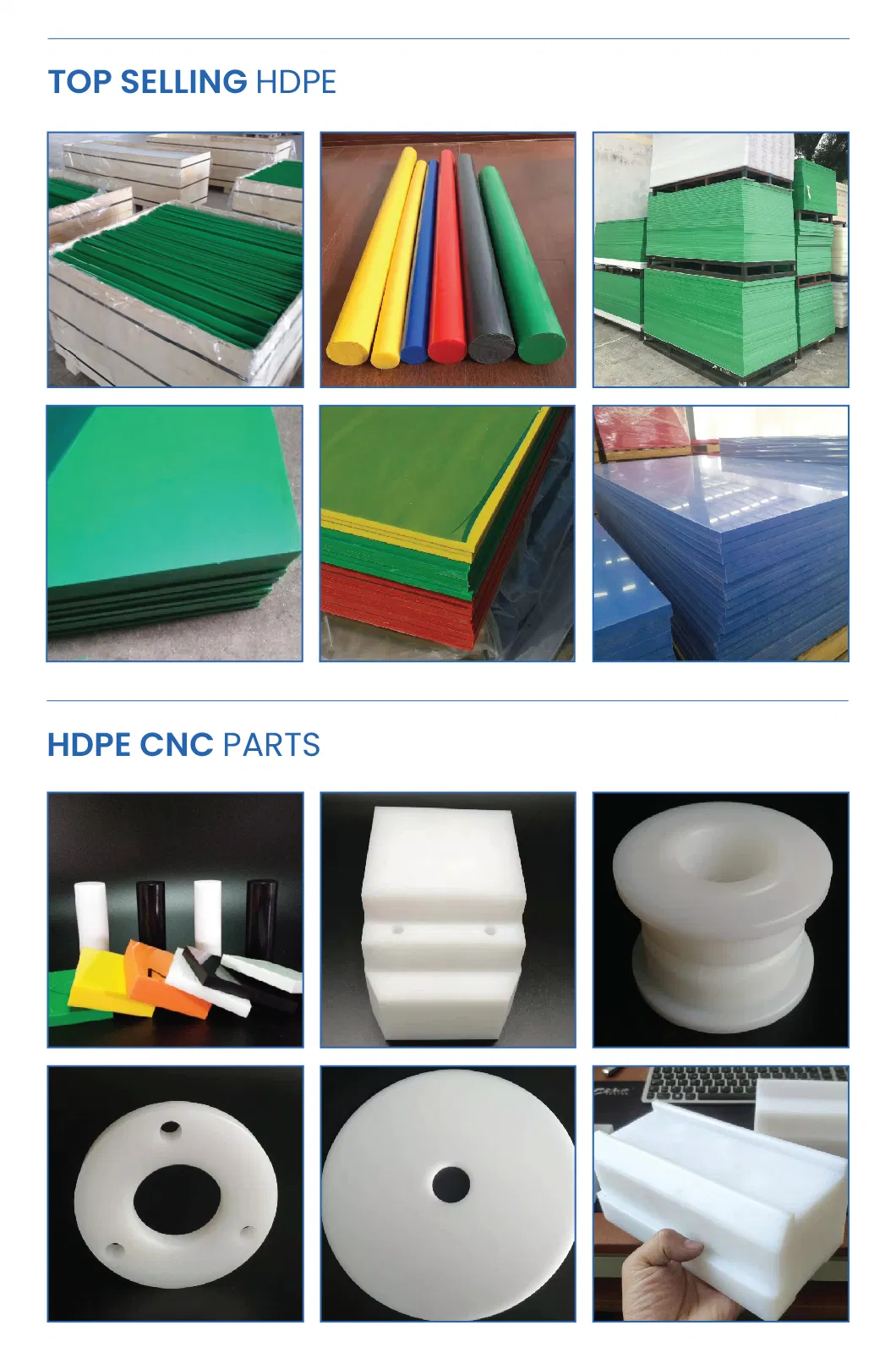 HDPE Plate PVC Sheet High Density Polyethylene Round Bar PP POM Nylon PVC PE Rod